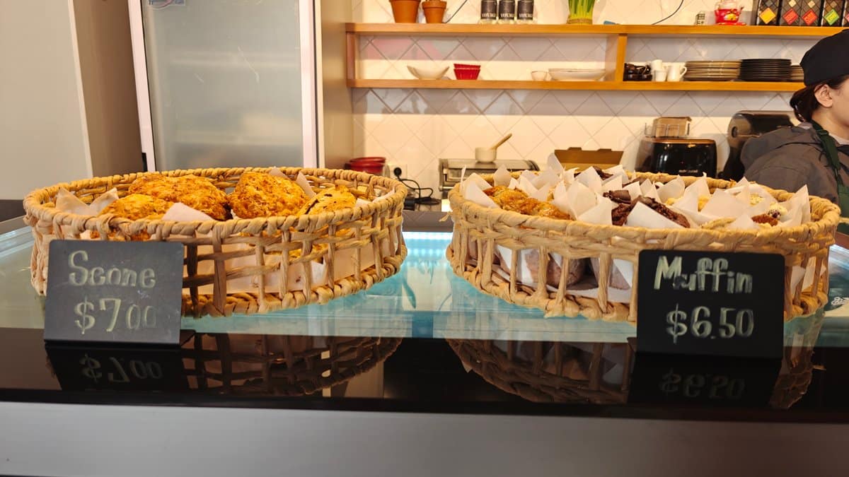 Muffins and slices at the counter