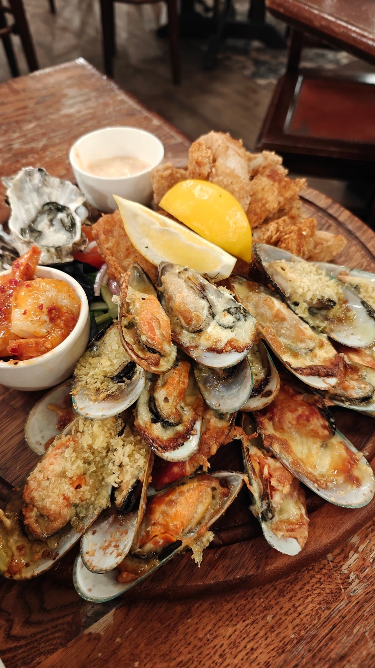 Mussels piled in shells close-up