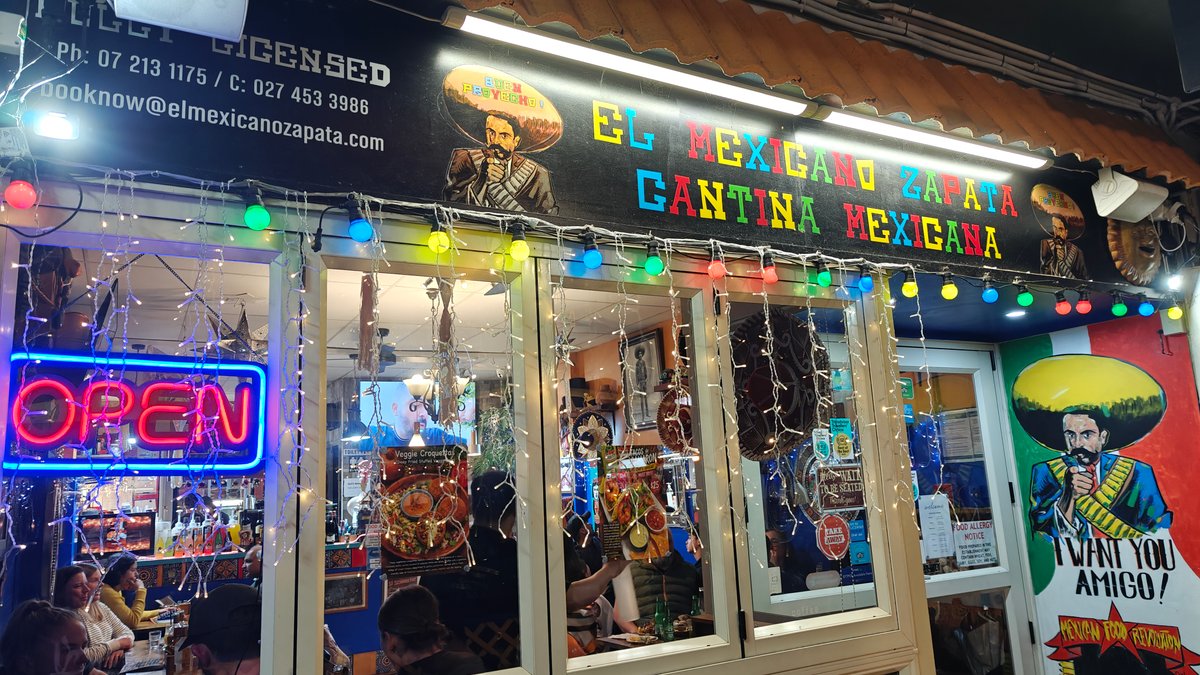 Night frontage of Zapata Cantina