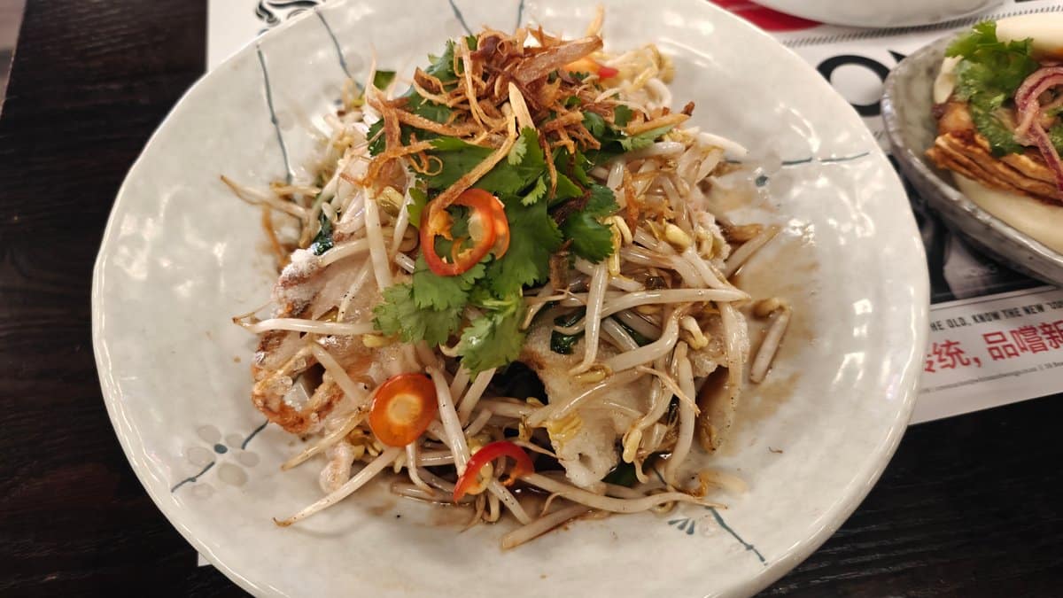 Noodles tossed with herbs