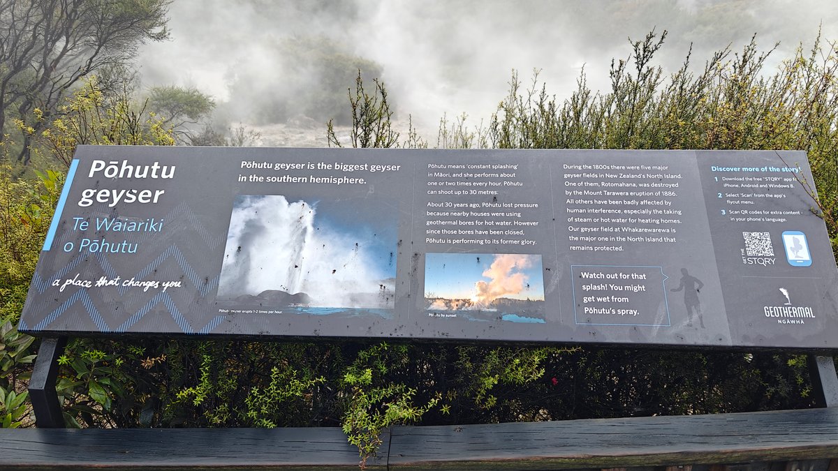 Pōhutu geyser interpretive panel