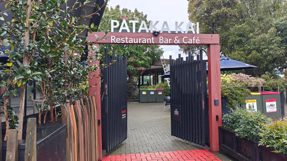 Pātaka Kai restaurant entrance gate