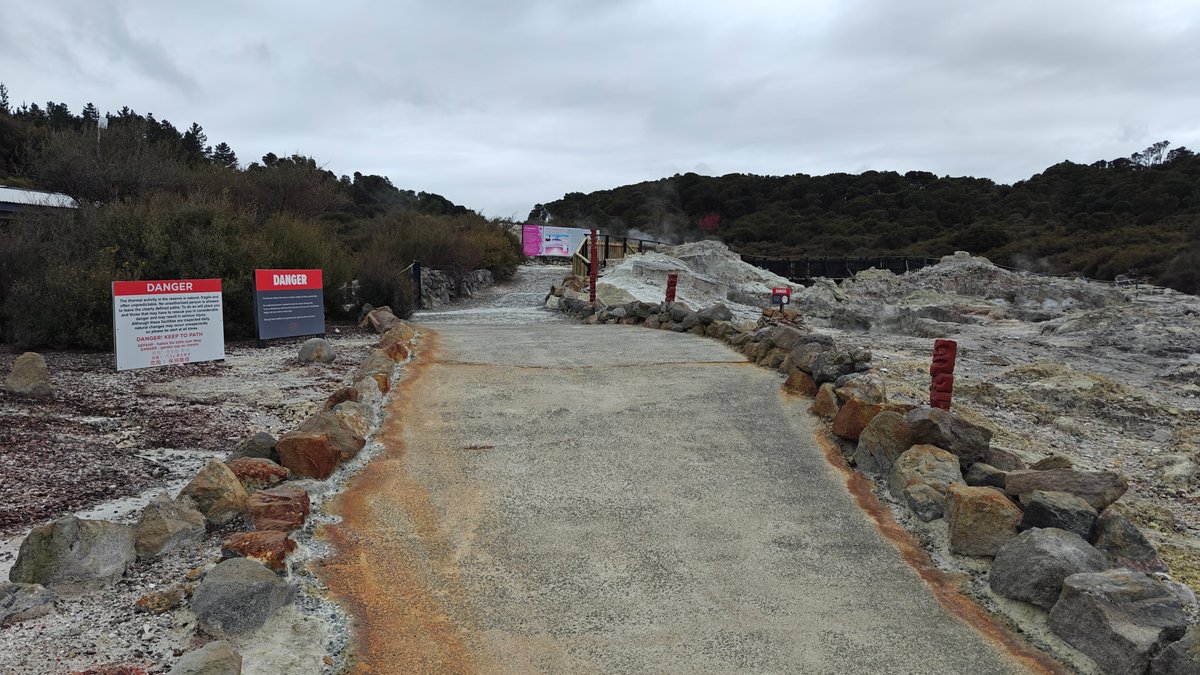Path into steaming geothermal ground