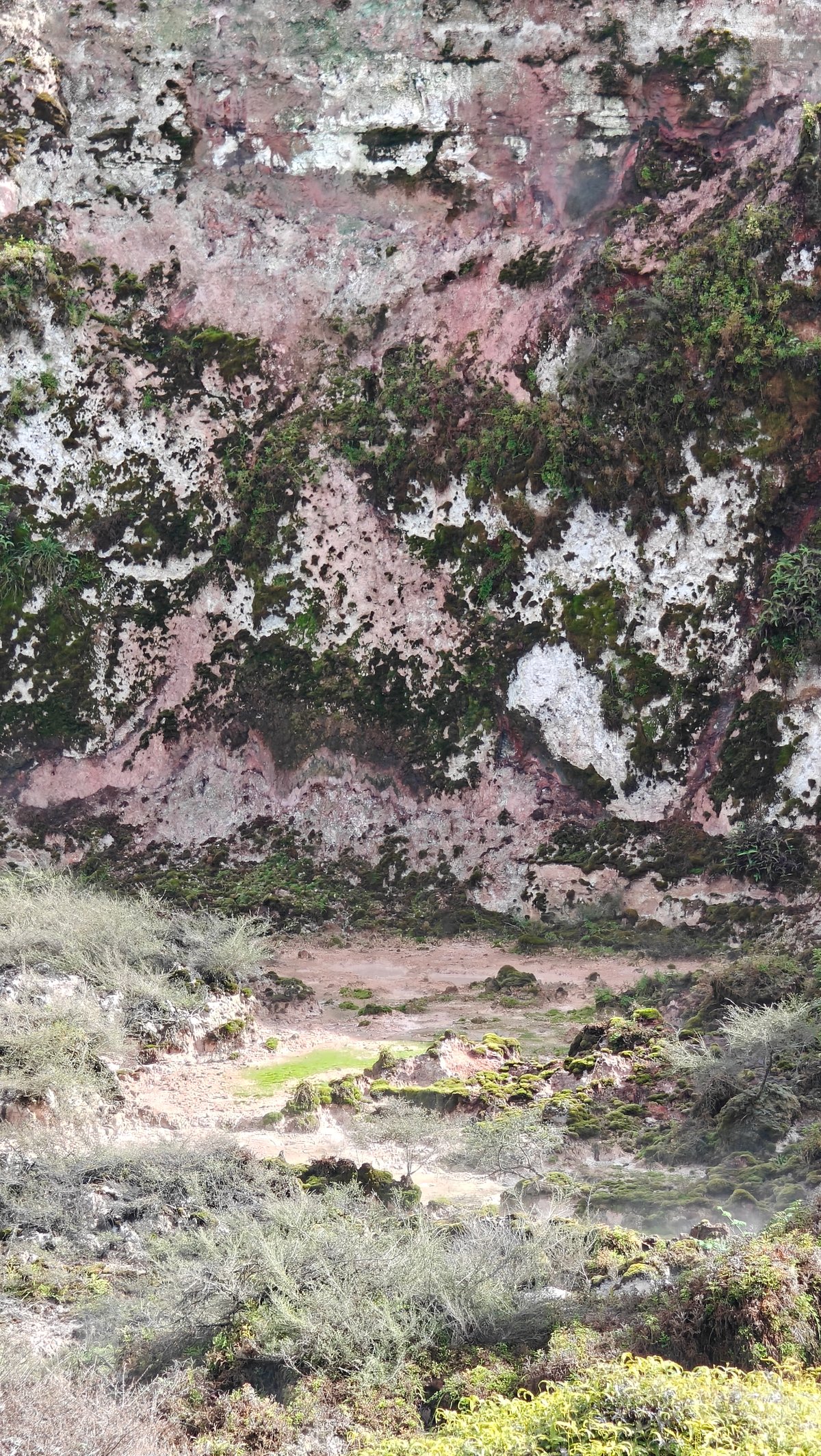 Pink and white clay crater walls