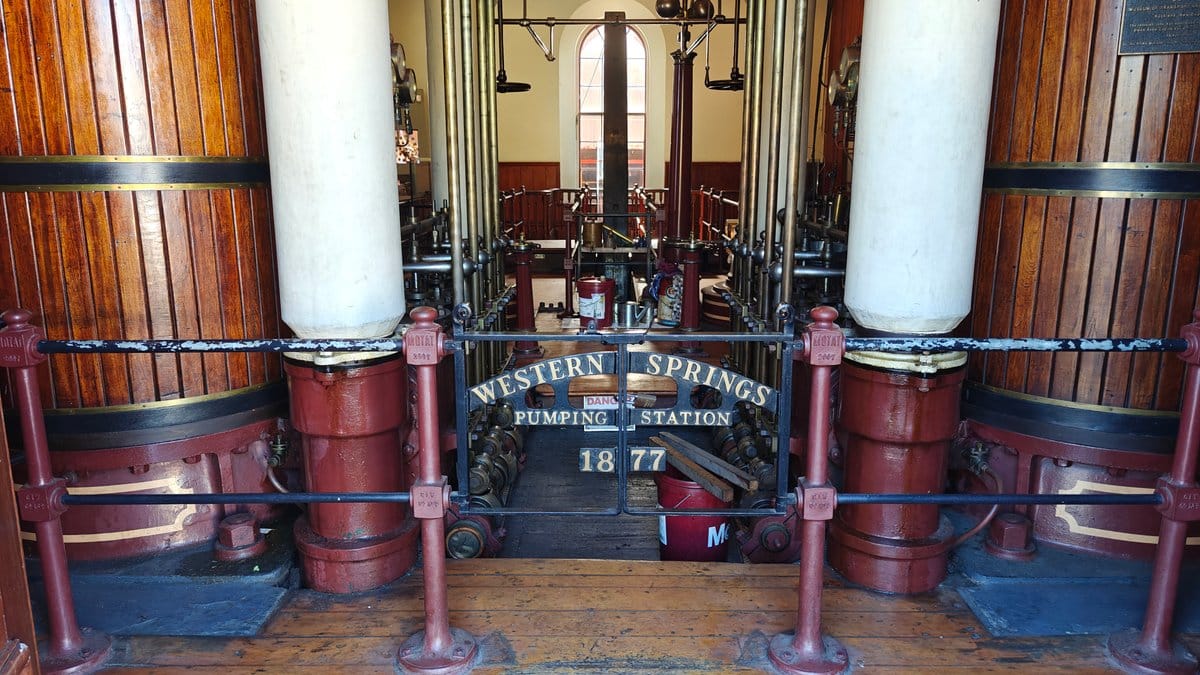 Pump house timber-clad cylinders