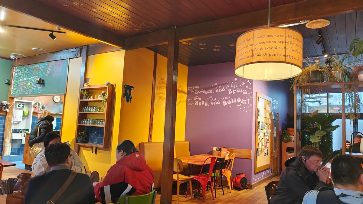 Purple and yellow painted interior