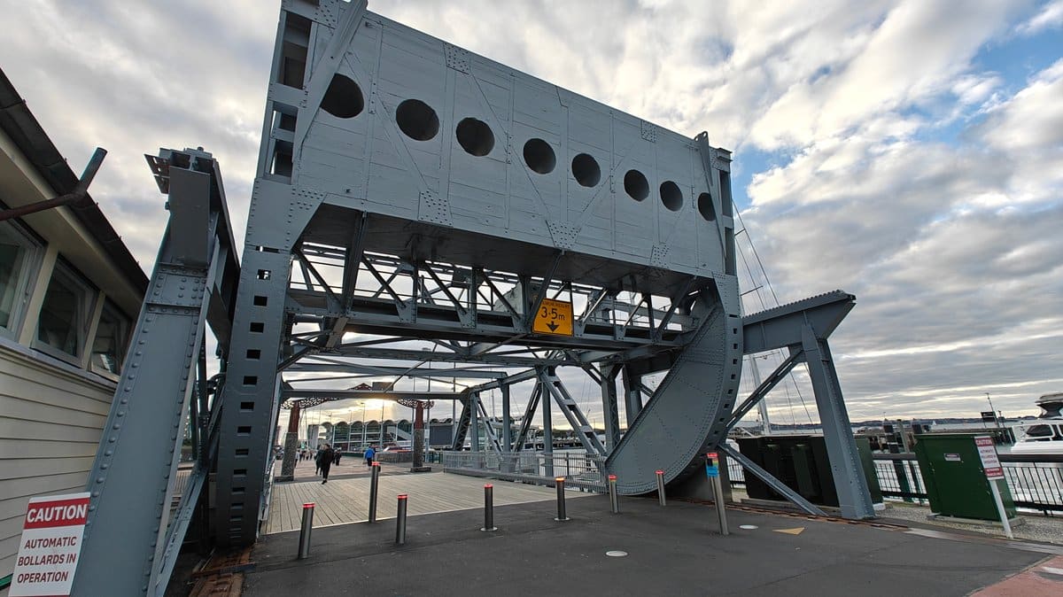 Raised span of the bascule bridge