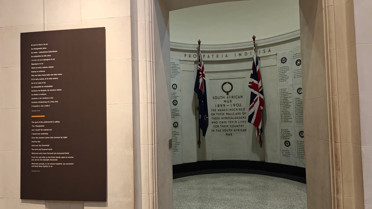 Roll of honour beneath the flags