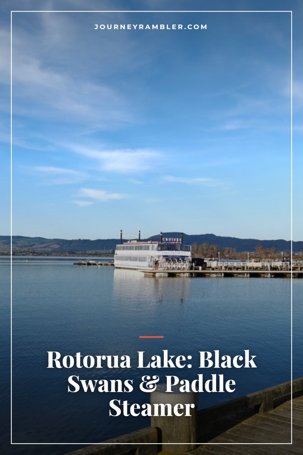 Black Swans and a Paddle Steamer on the Rotorua Lakefront
