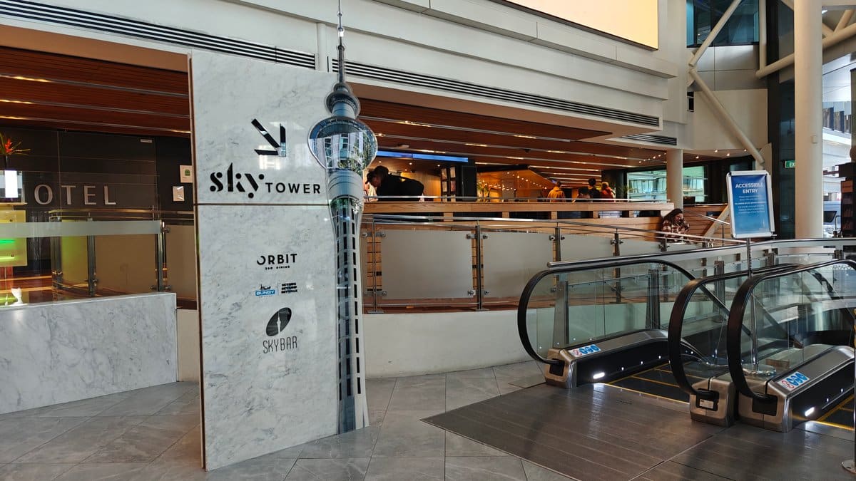 Sky Tower entrance inside complex