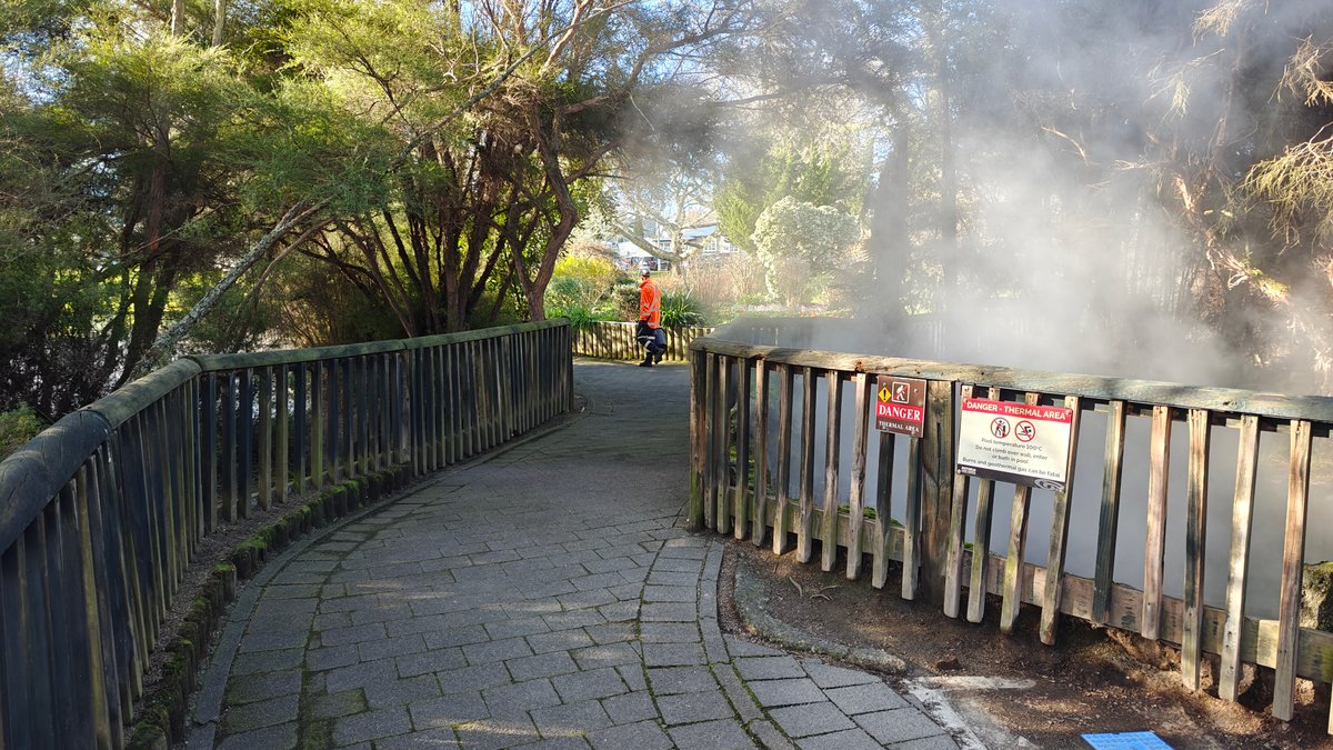 Steam billowing over the palisade
