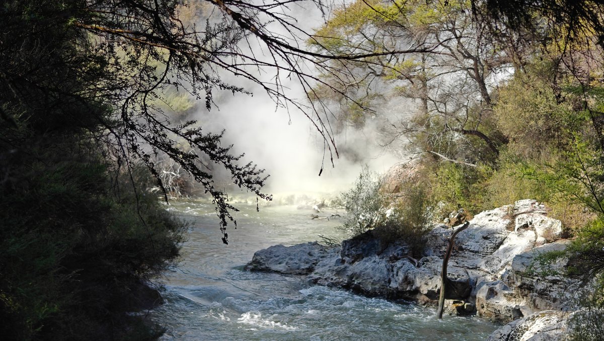 Steam rising off the stream