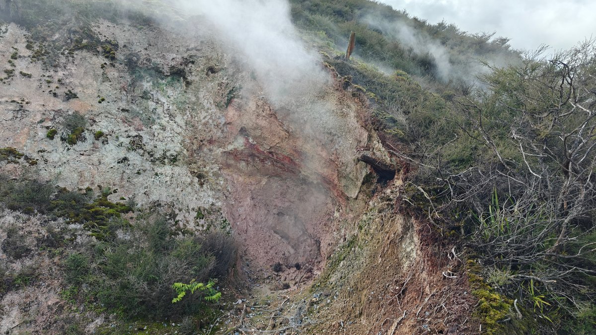 Steam vents along the clay bank