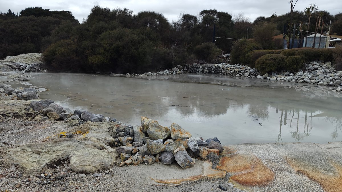Steaming grey mineral pool