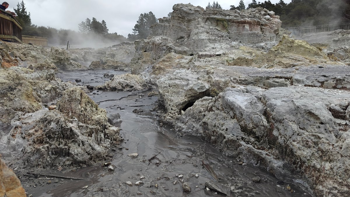 Steaming rock and mineral terrace