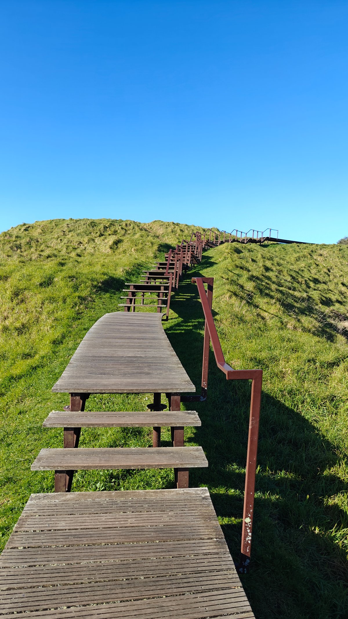 Steep timber steps to the summit