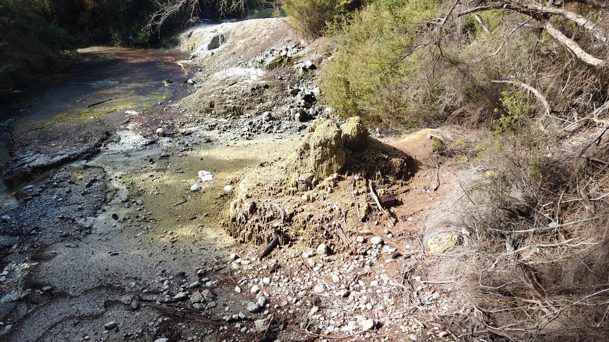 Sulphur mounds on pale ground