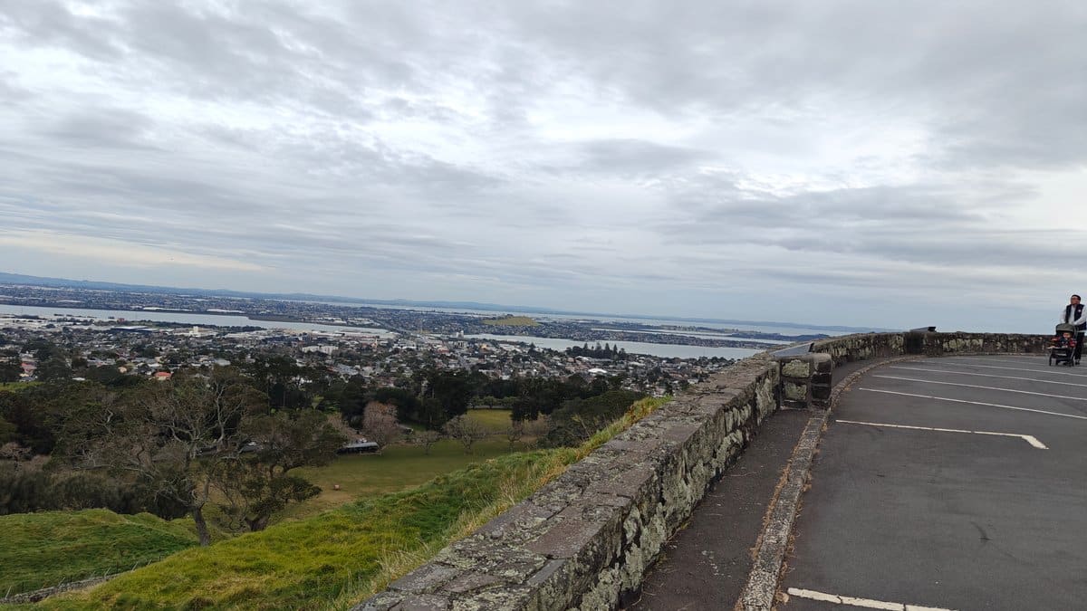 Summit road with the city beyond