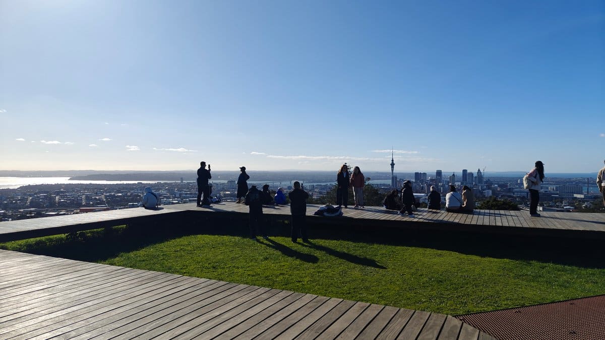Summit viewing platform with visitors