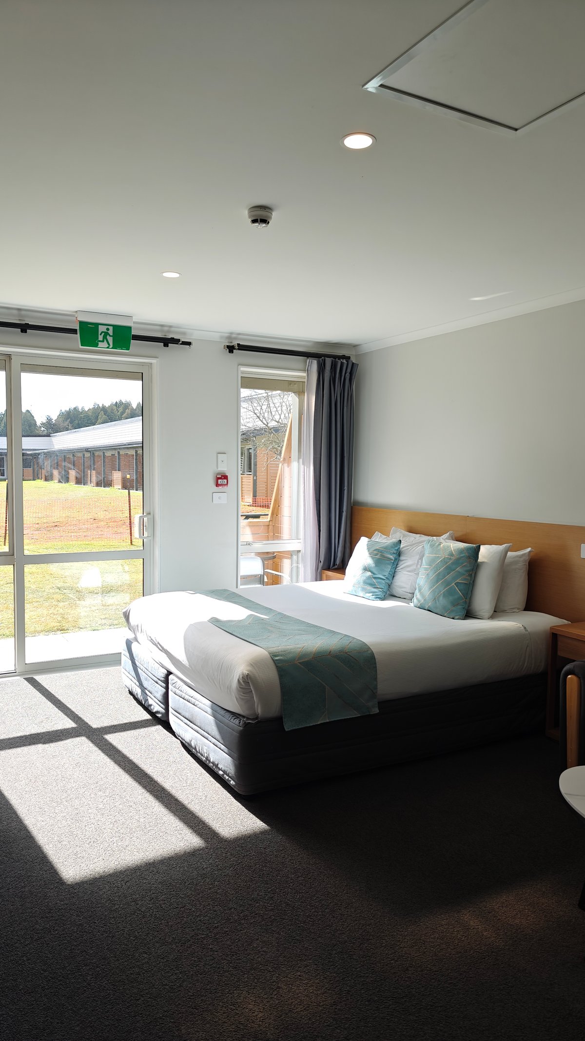 Teal bedding in the guest unit