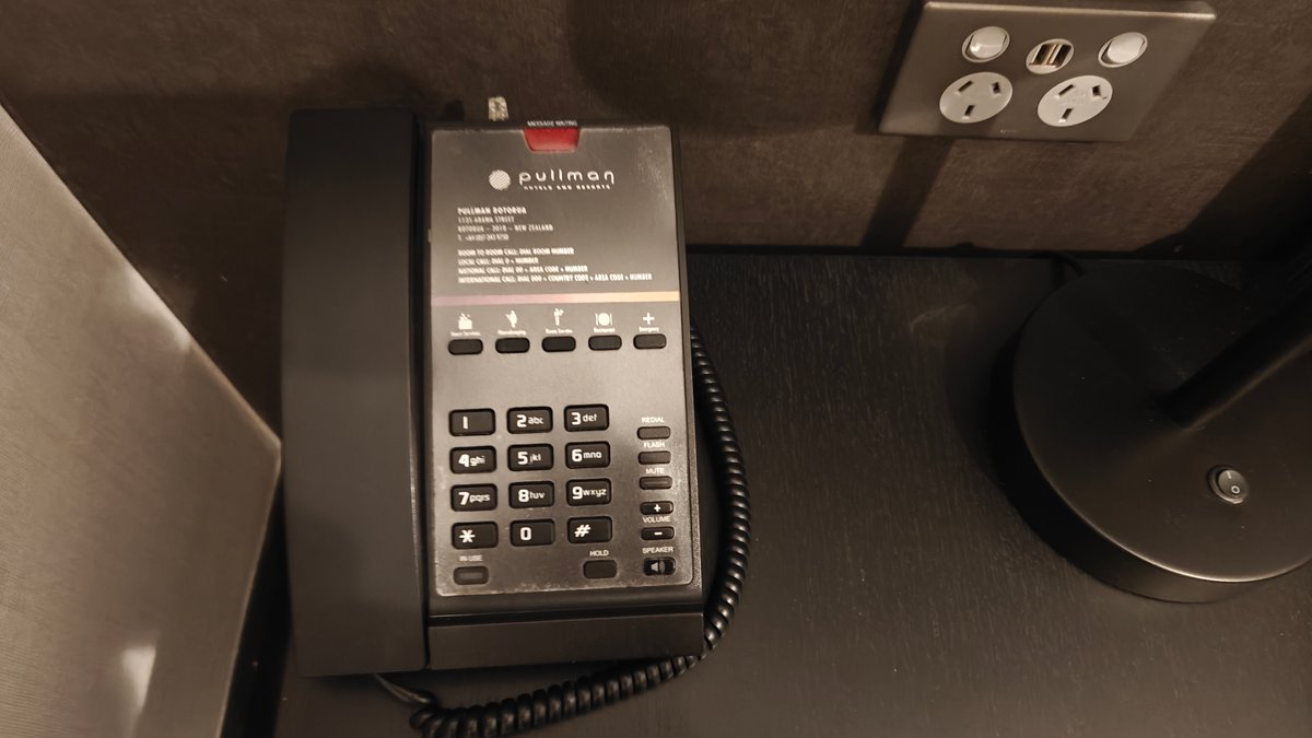 The bedside telephone with the power and USB