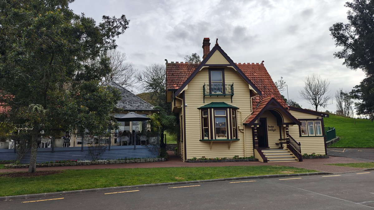 The cottage and the cafe seen together from