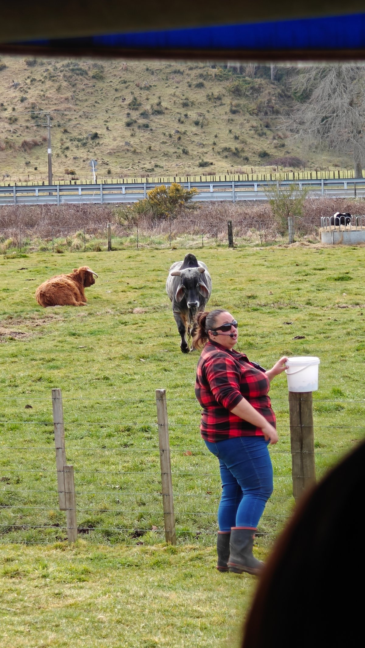 The guide in a red check shirt at