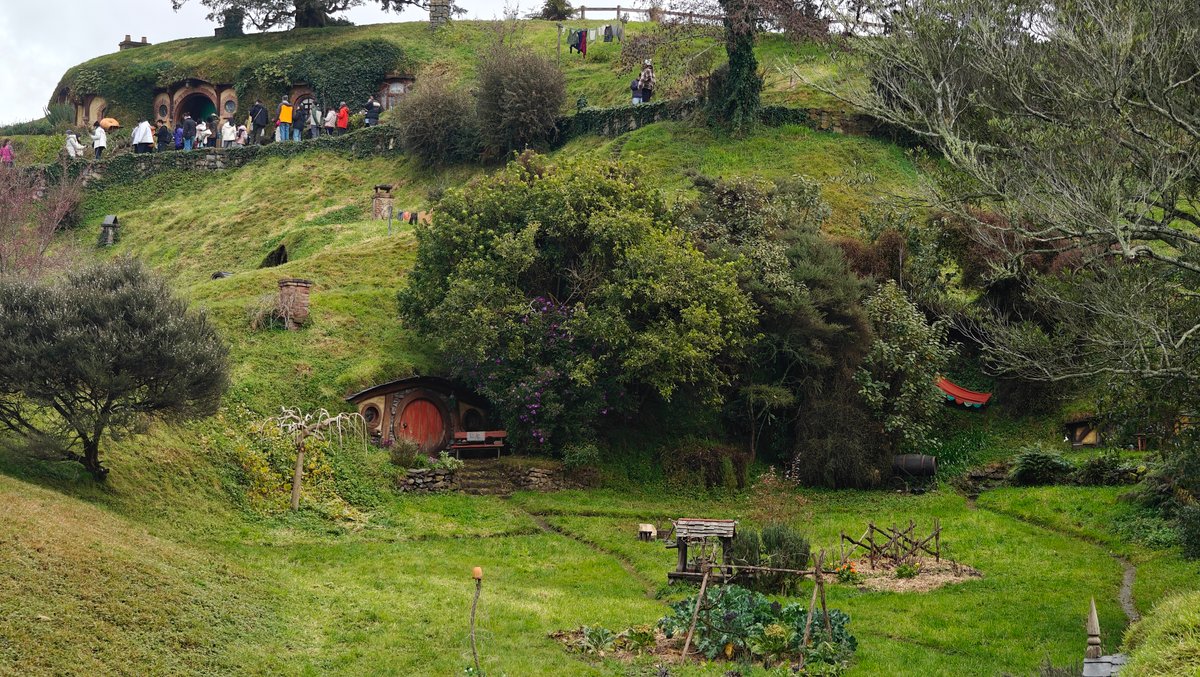 The hillside with holes and gardens spread across