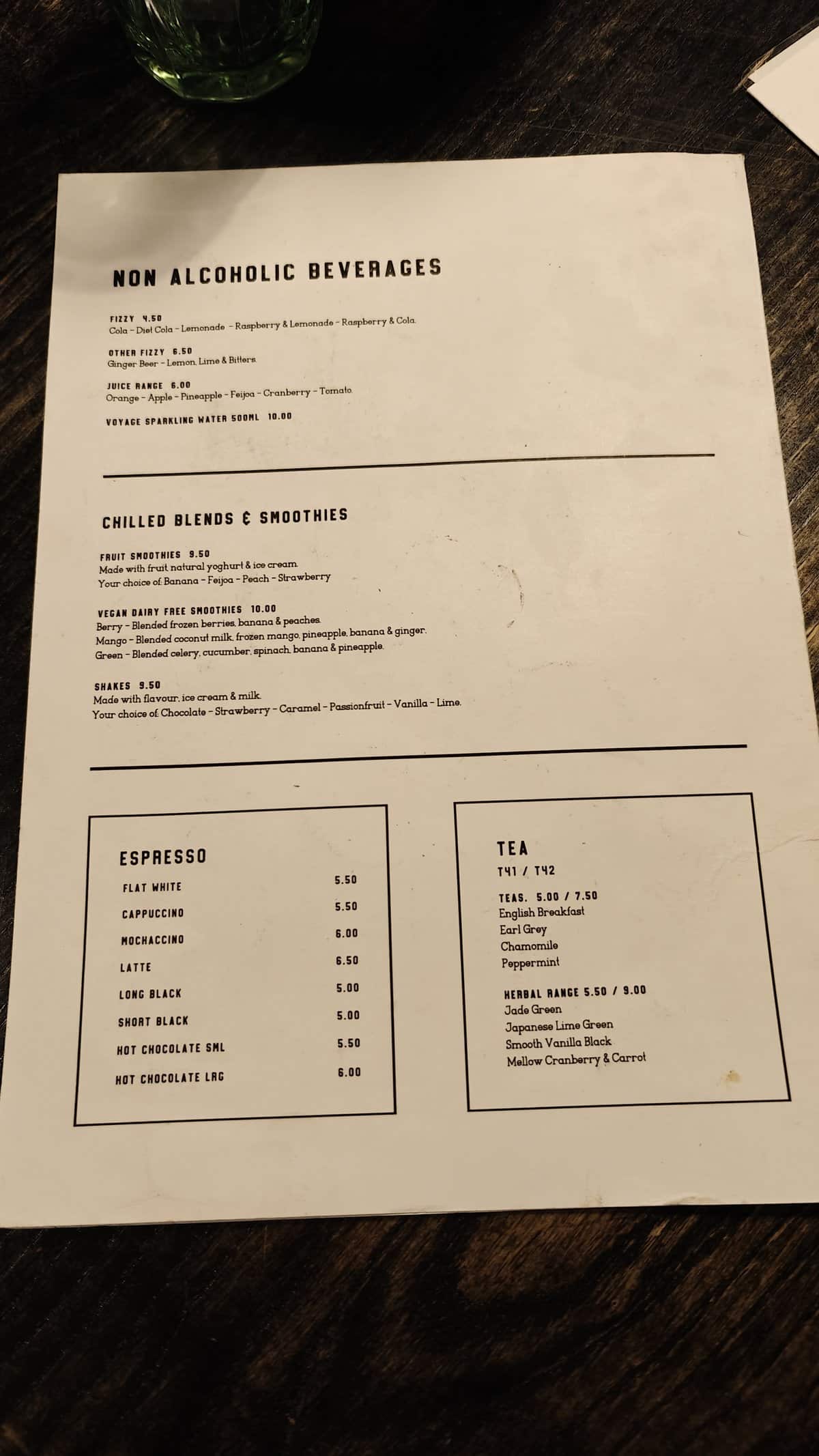 The last menu page with the remaining listings.