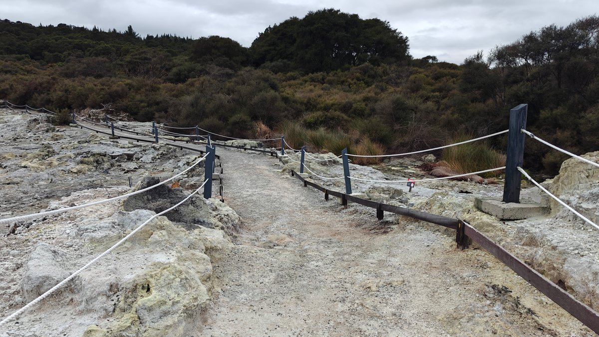 The path with its rope railing running on