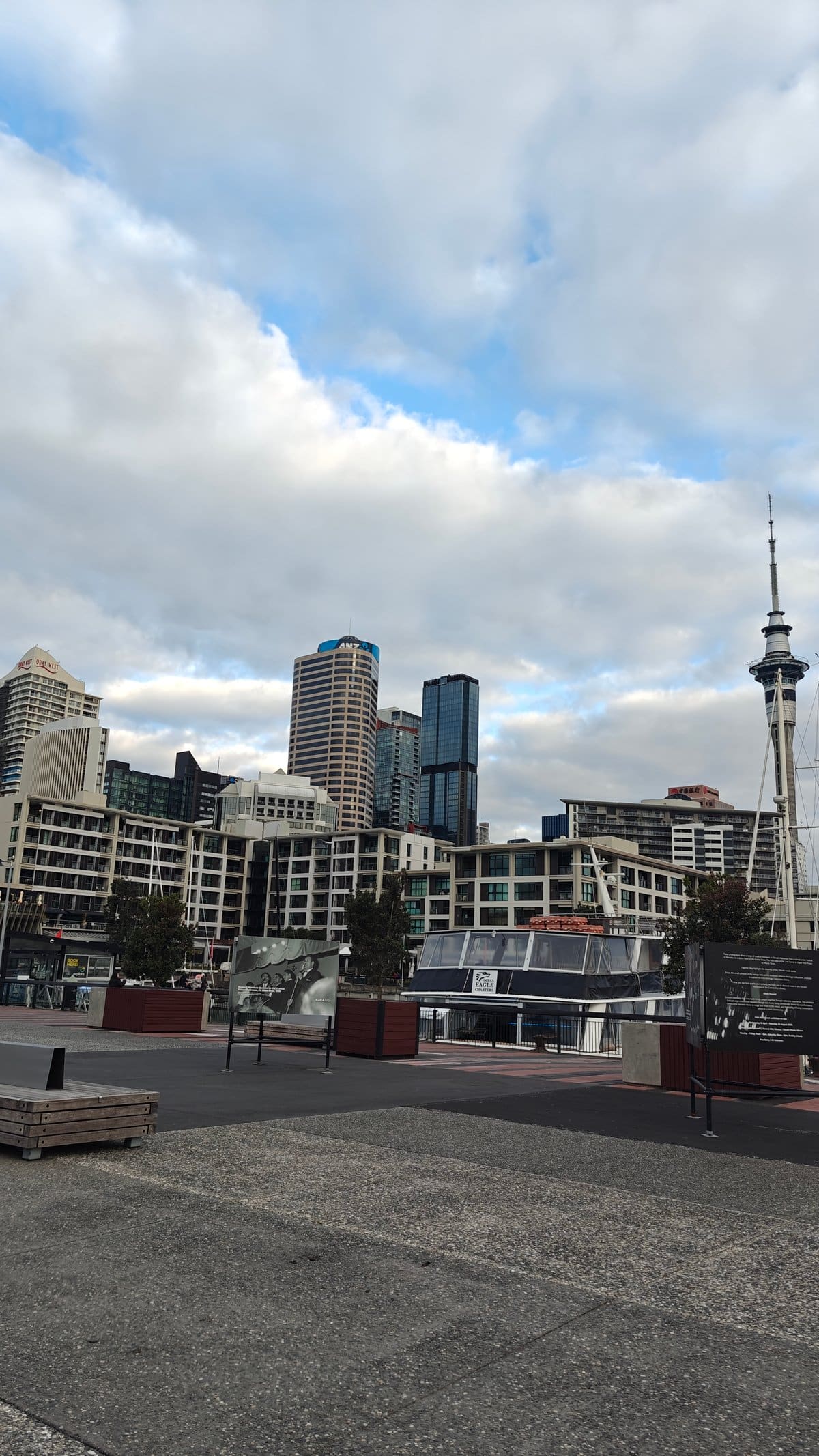 The plaza and skyline with the Sky Tower