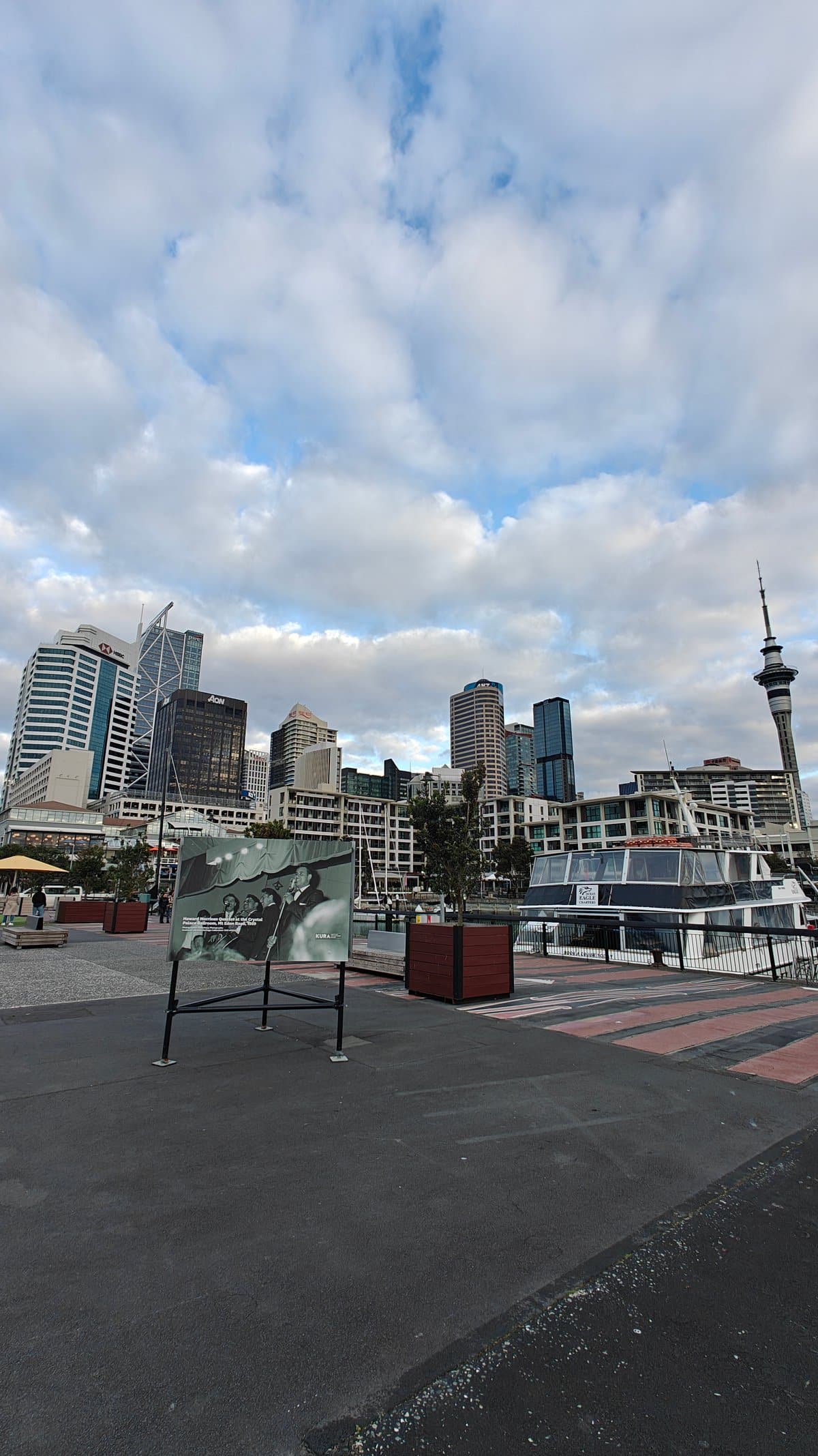 The plaza paving with the skyline and Sky