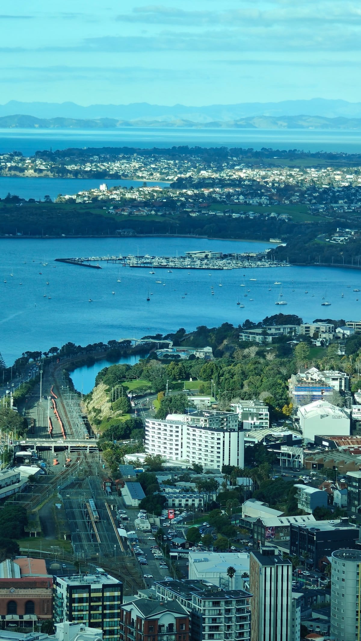 The rail yards and Parnell with the harbour