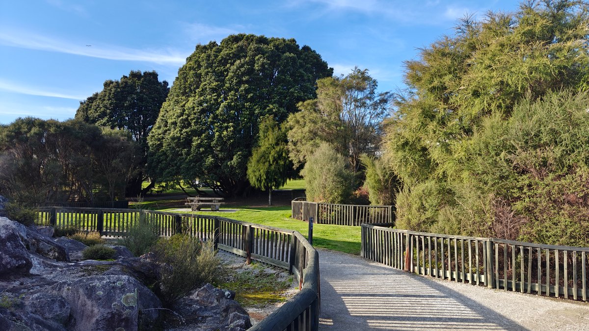 The rocky mound with the boardwalk running alongside.