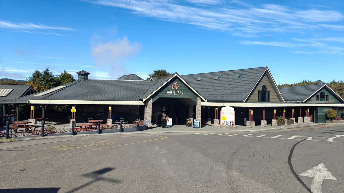 The visitor centre from the car park under