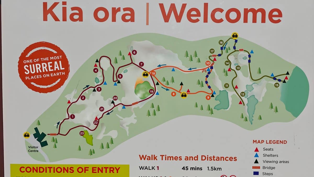 The welcome board close up — one of