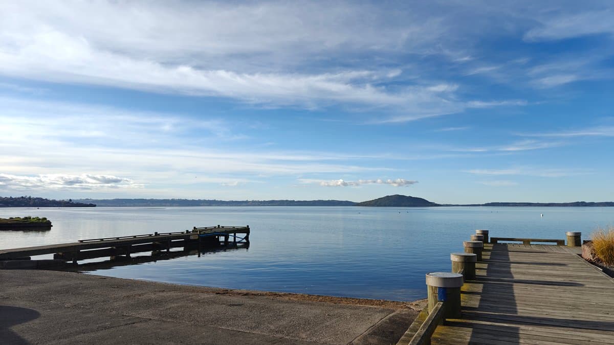 Timber jetty over Lake Rotorua