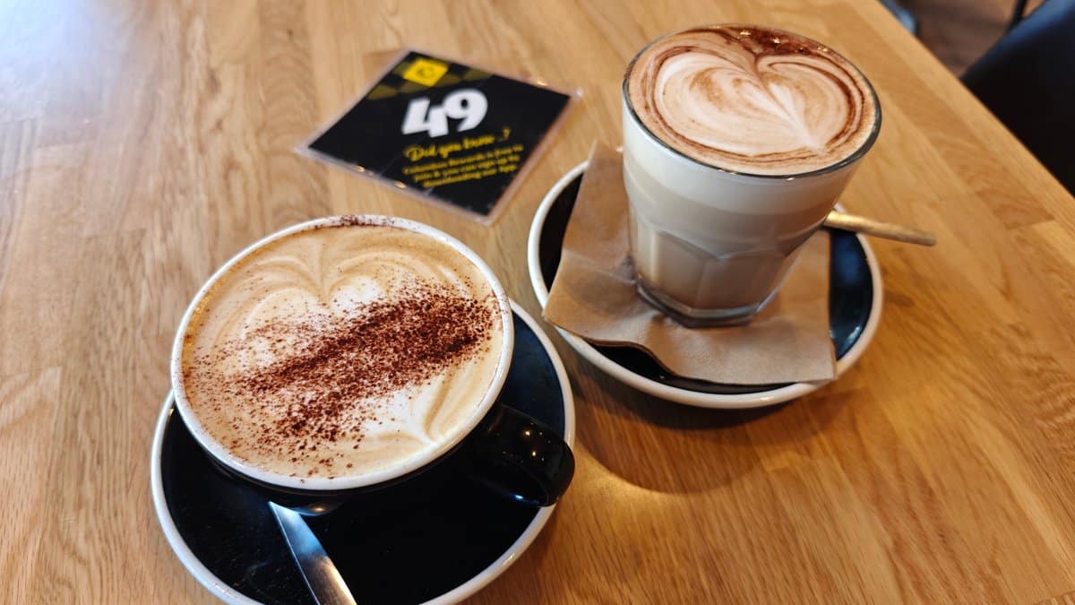 Two coffees with latte art