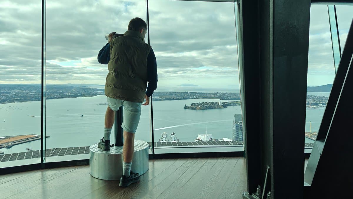 Visitor photographing the view