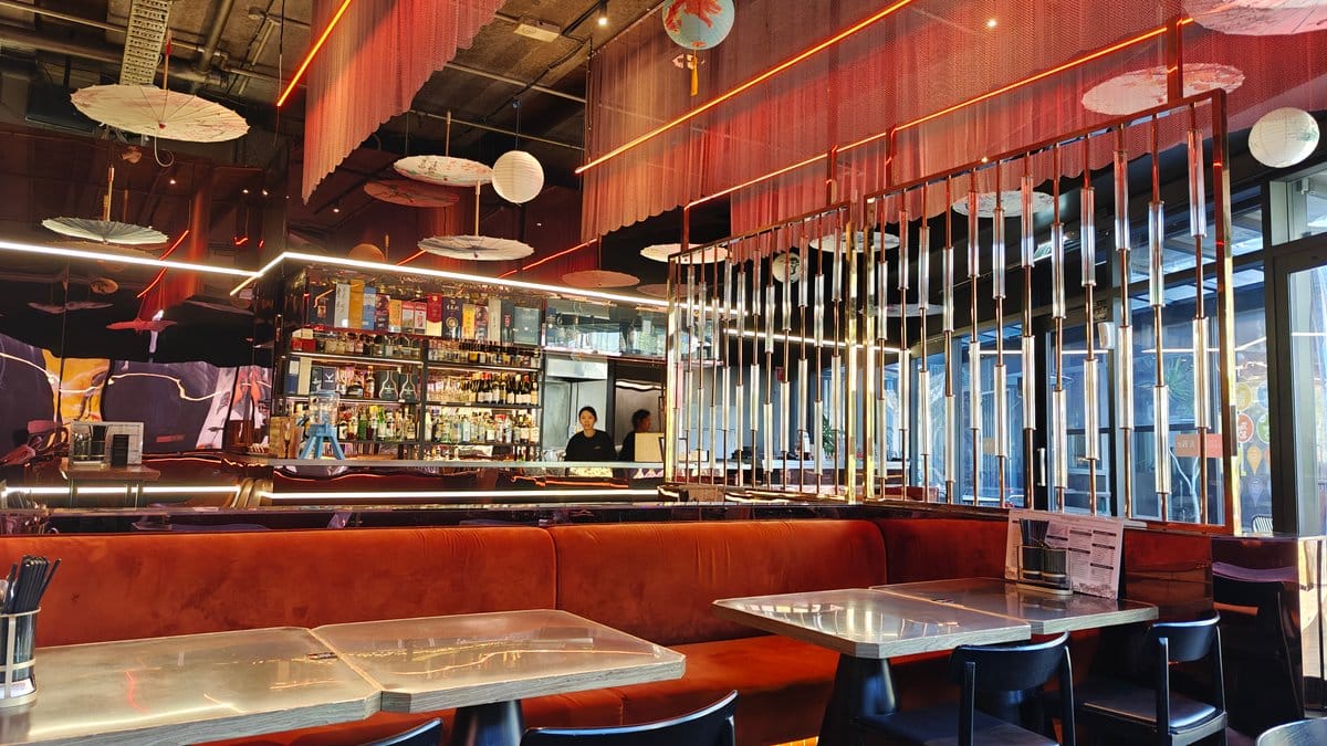 Warm dining room and bar