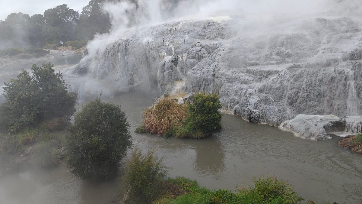 Water running down sinter terrace