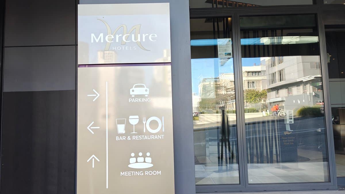 Wayfinding sign to parking lobby