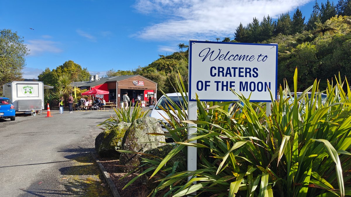 Welcome sign at the car park