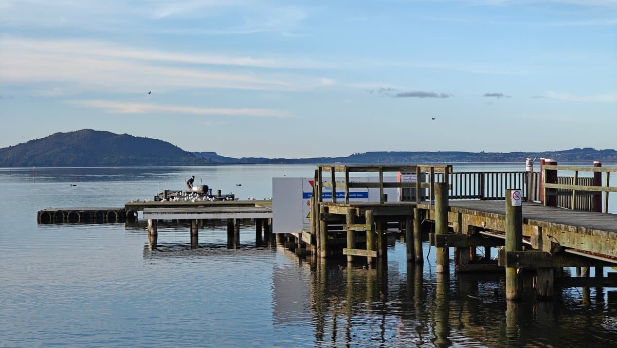 Wharf and jetty with island